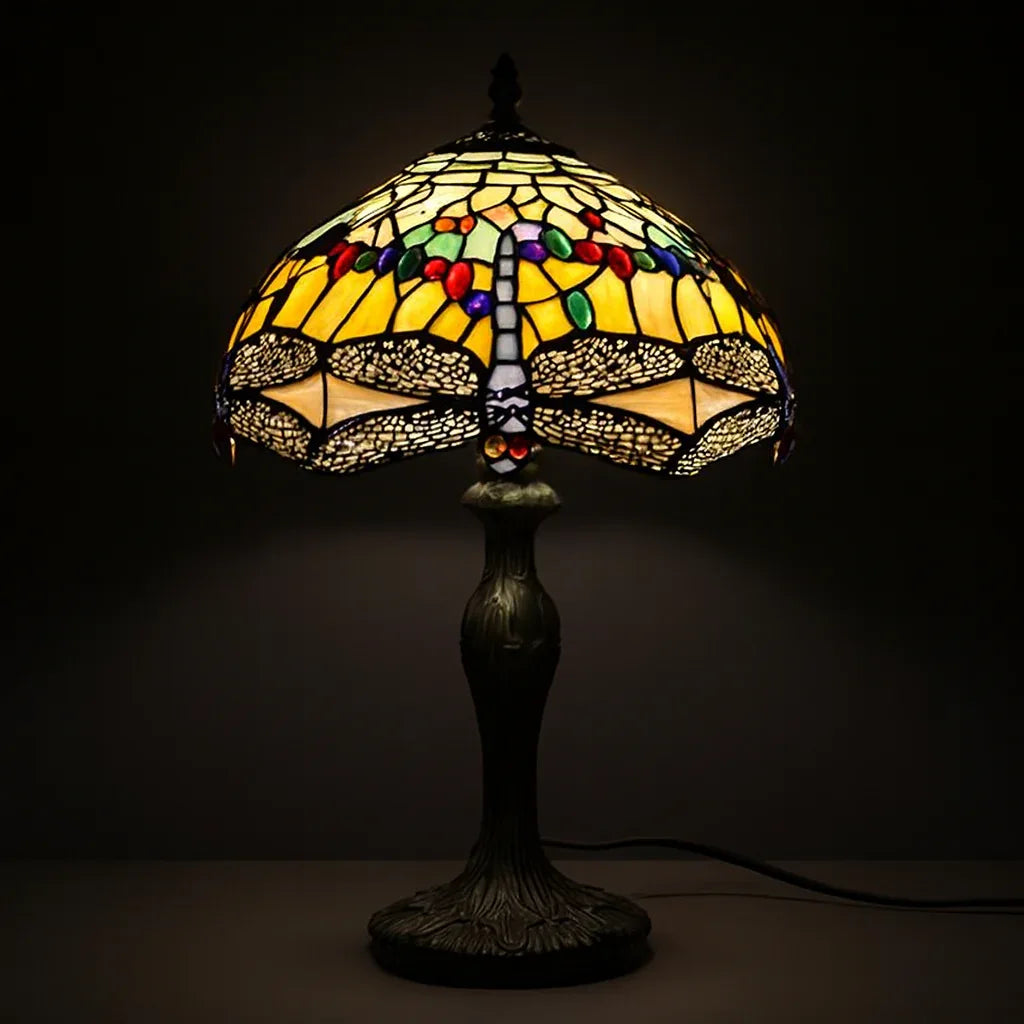 Tiffany Table Lamp - Dragonfly Garden 12"