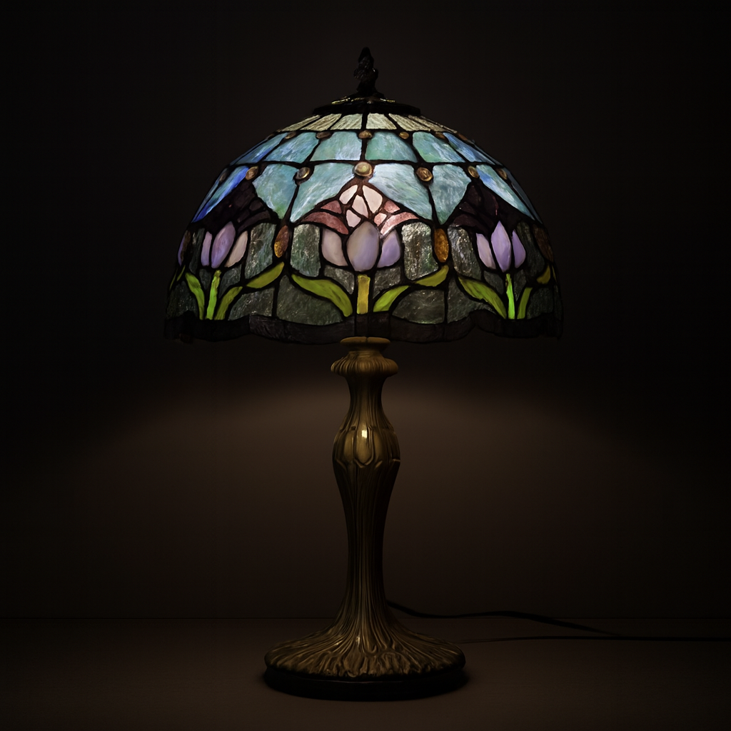 Tiffany Table Lamp - Azure Scroll 12"