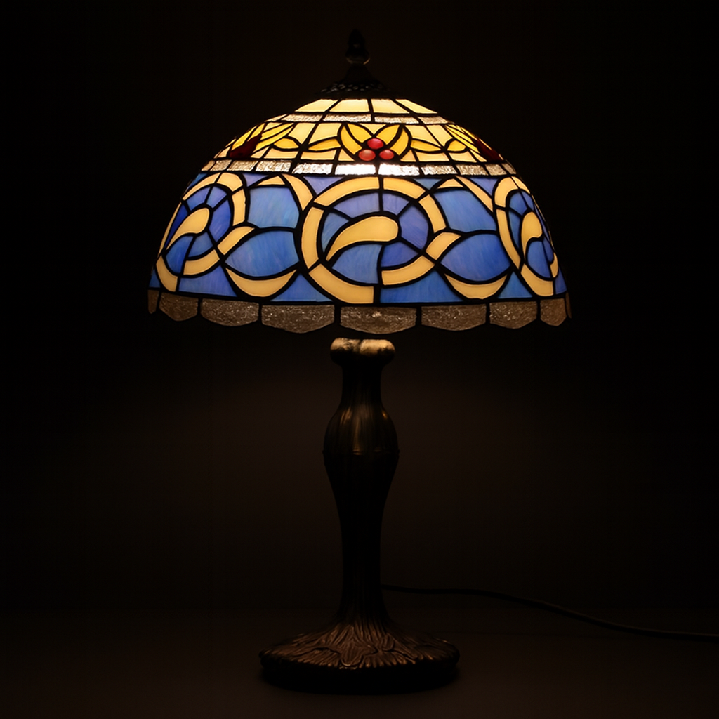 Tiffany Table Lamp - Azure Scroll 12"