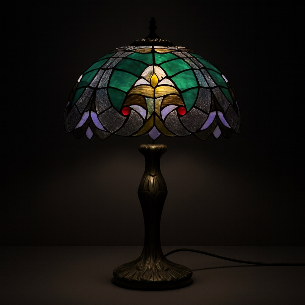 Tiffany Table Lamp - Baroque Emerald 12"