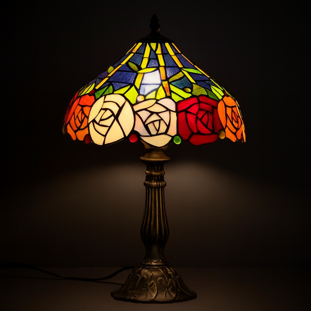 Tiffany Table Lamp - Rose Crown 12"