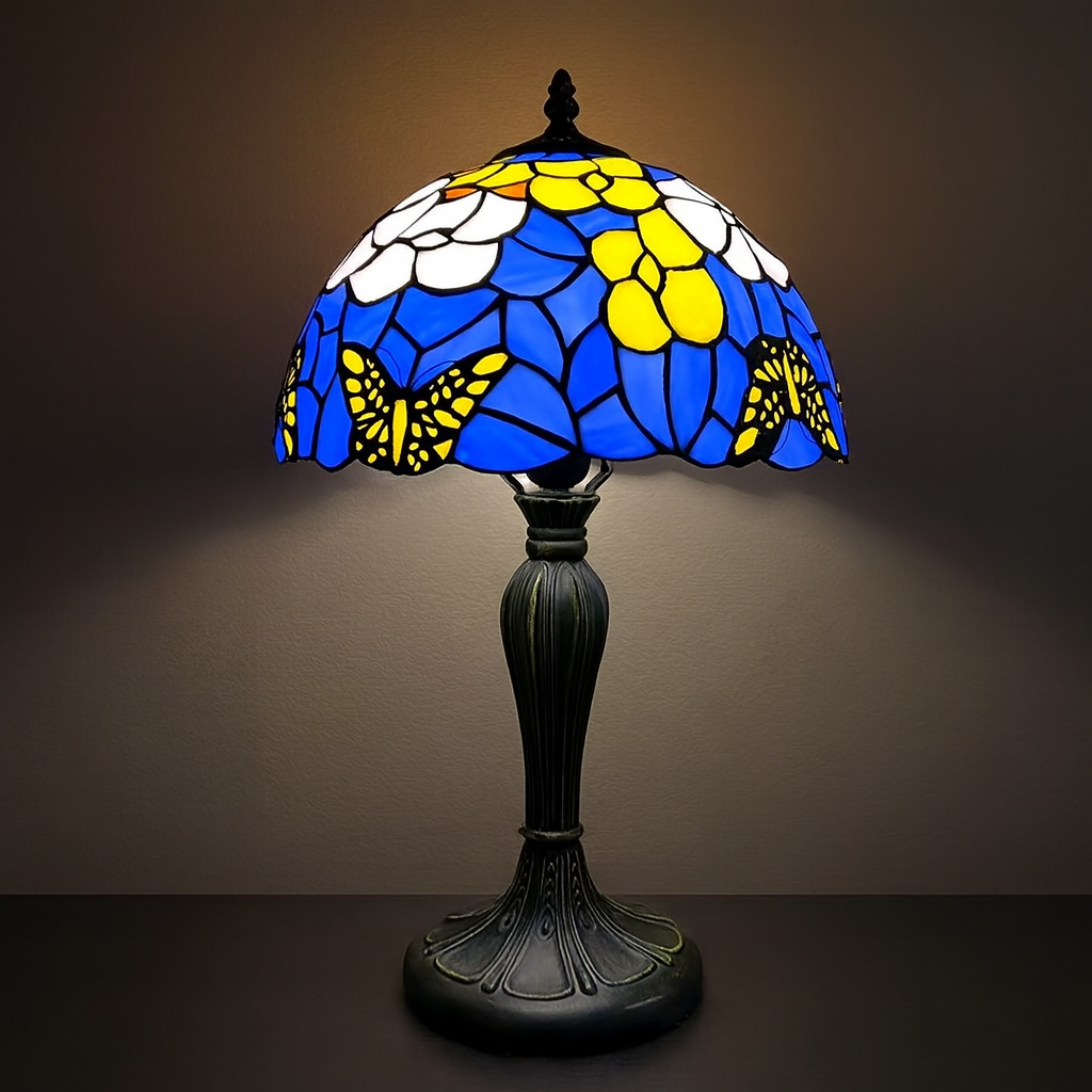 Tiffany Table Lamp - Butterfly Garden 12"
