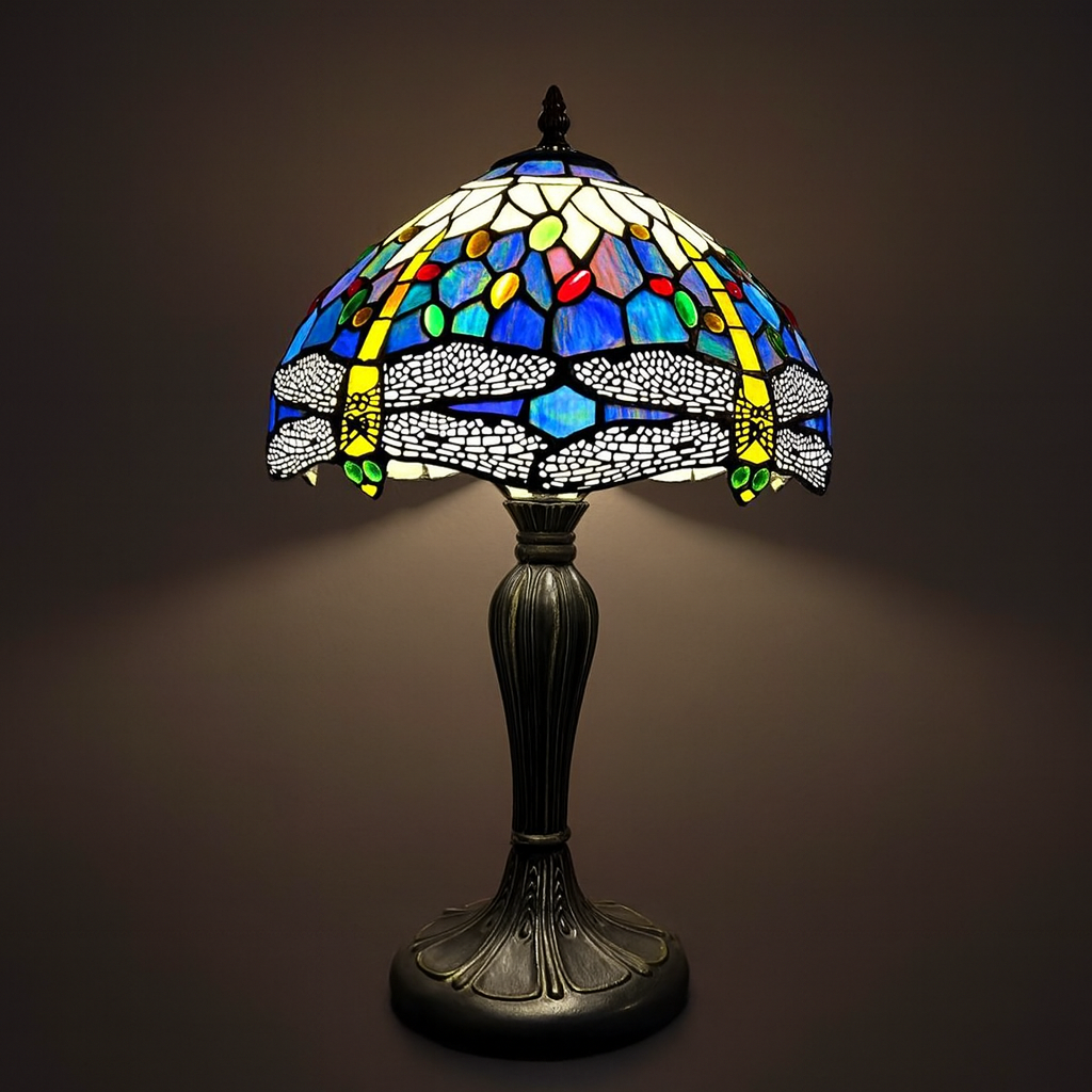 Tiffany Table Lamp - Dragonfly Lagoon 12"