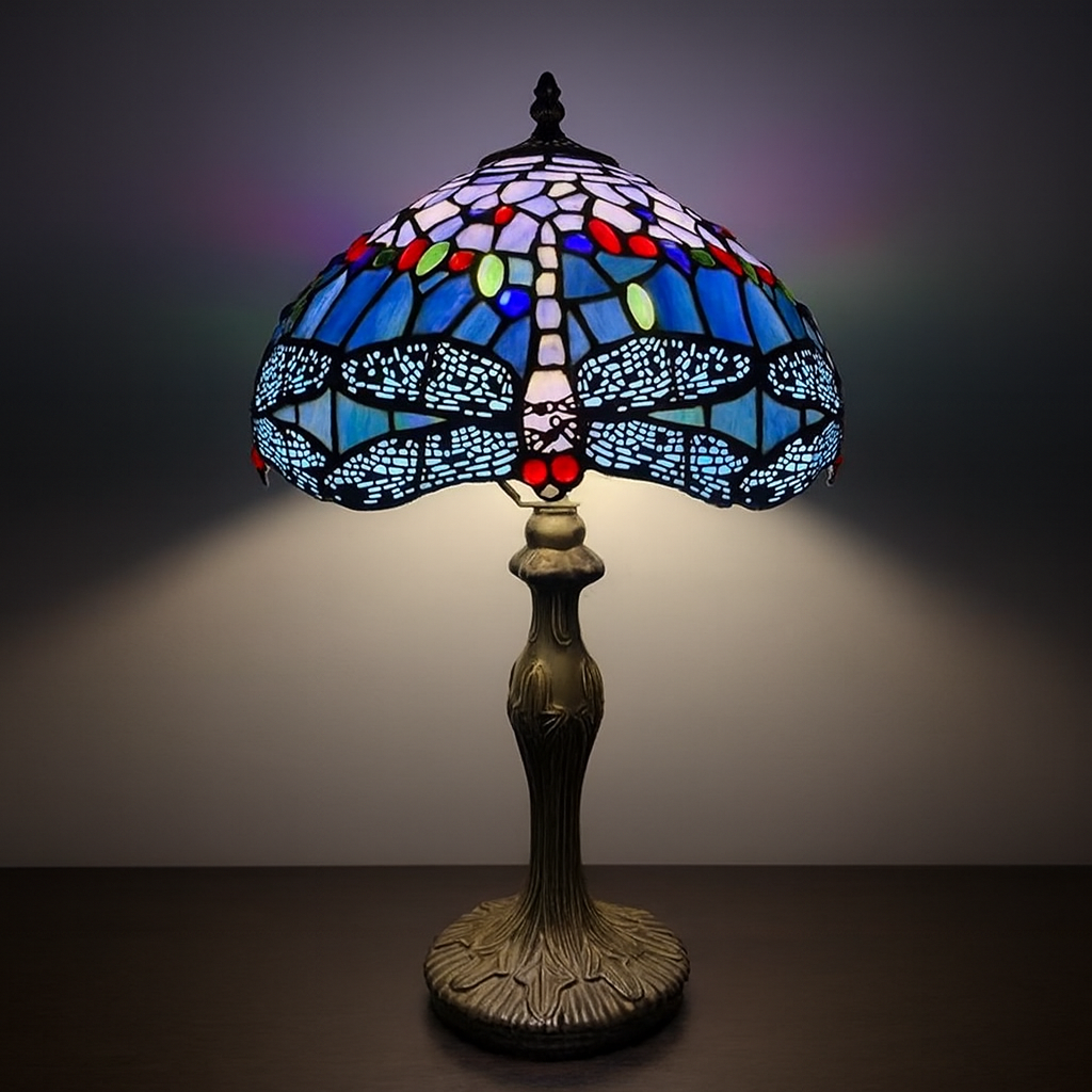 Tiffany Table Lamp - Dragonfly Lagoon 12"
