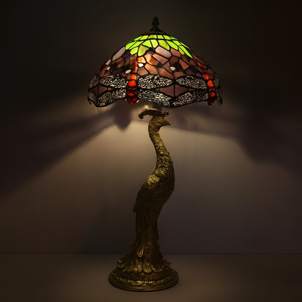 Tiffany Table Lamp - Dragonfly Sunset 12"