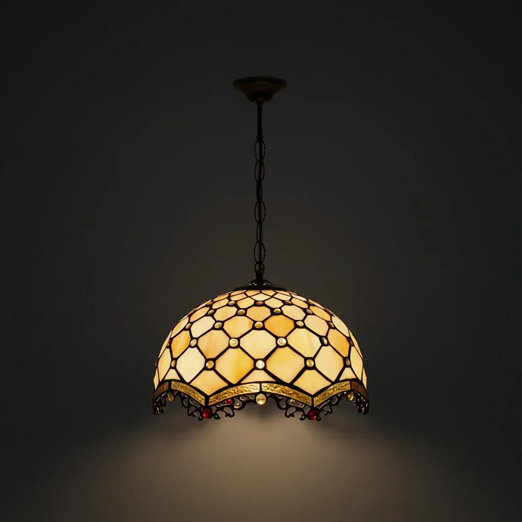 Tiffany Pendant Lamp - Ivory Pearl 12"