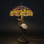 Tiffany Table Lamp - Golden Heron Dragonfly 20"