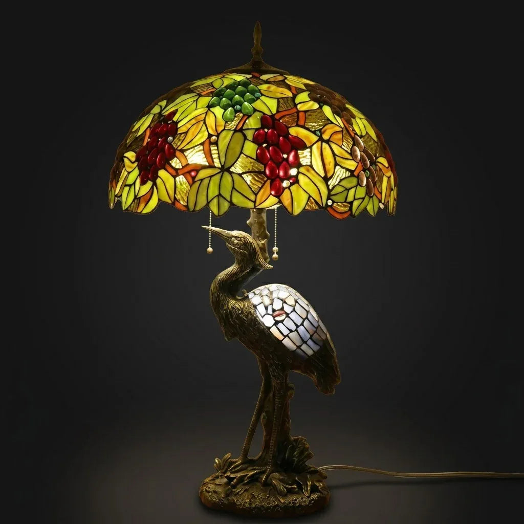 Tiffany Table Lamp - Vineyard Heron 20"