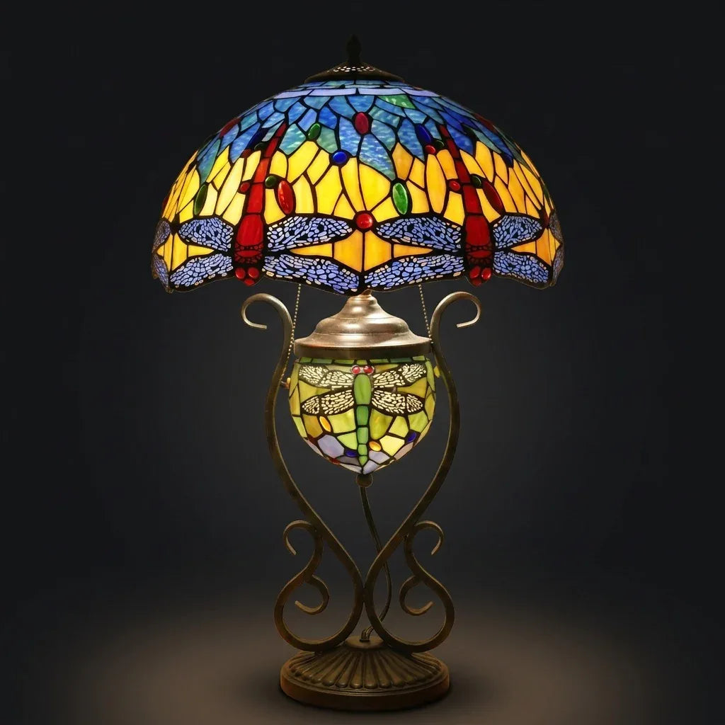 Tiffany Table Lamp - Azure Dragonfly 16"