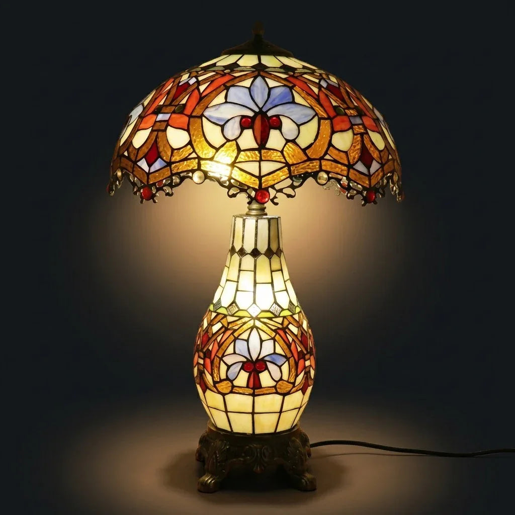 Tiffany Table Lamp - Crownflower Glow 16"