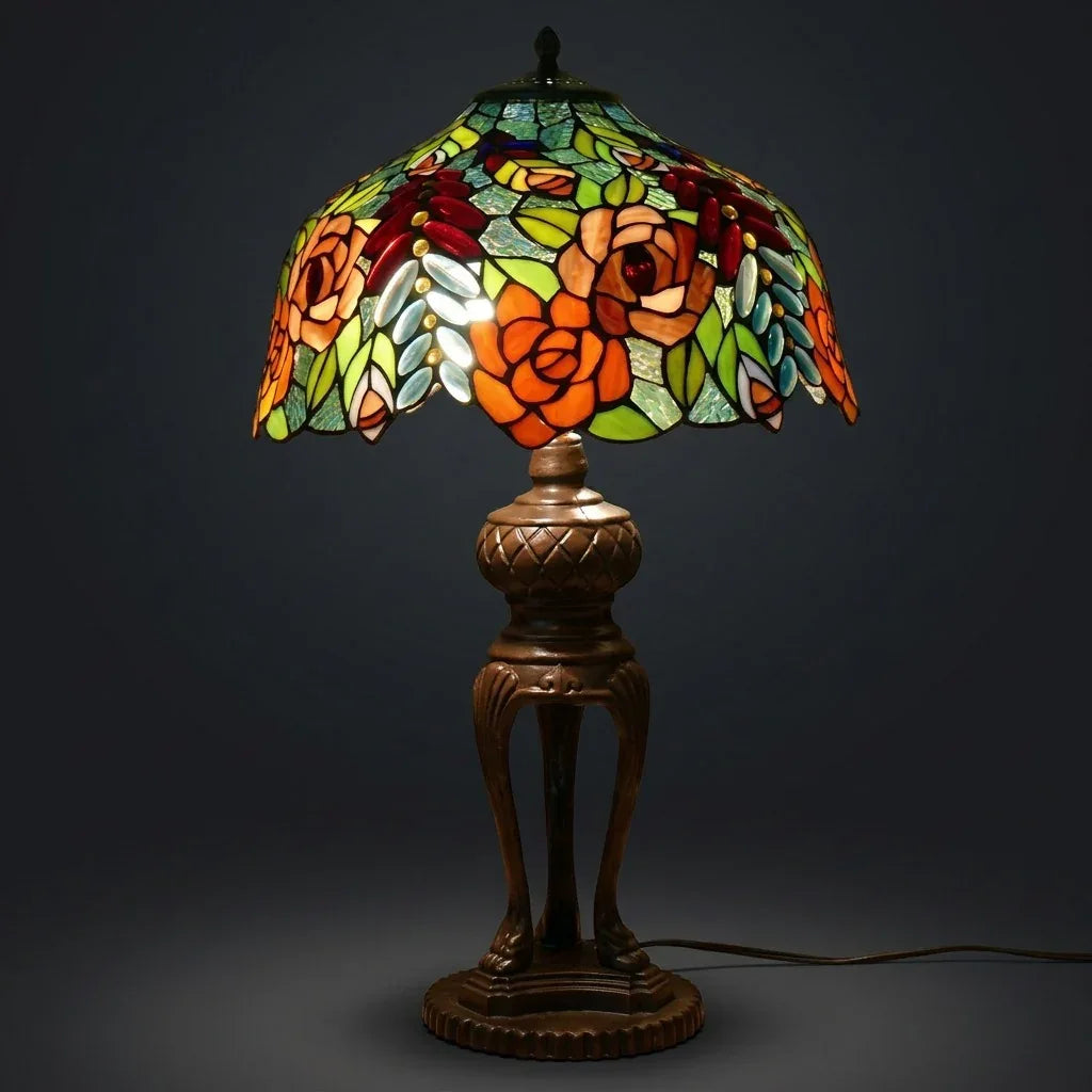 Tiffany Table Lamp - Rosewood Garden 16"