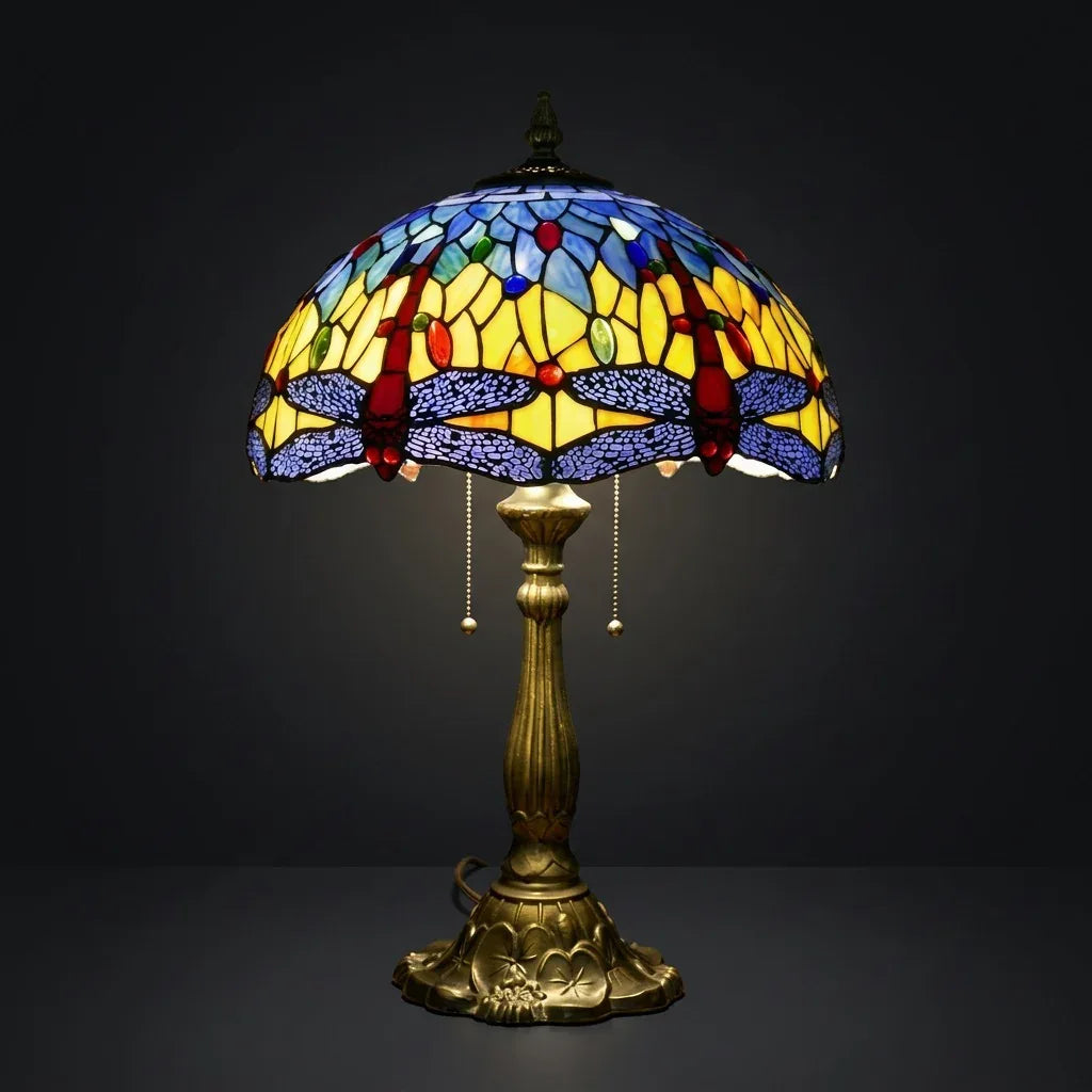 Tiffany Table Lamp - Aurora Dragonfly 16"
