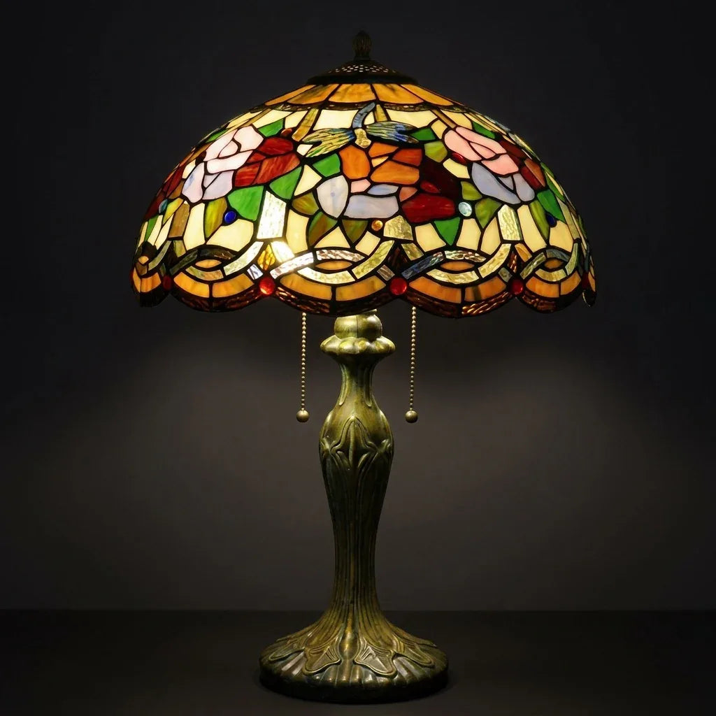 Tiffany Table Lamp - Rosewood Serenade 16"