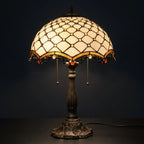 Tiffany Table Lamp - Ivory Pearl Canopy 16"