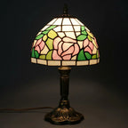 Tiffany Table Lamp - Pink Rose 8"