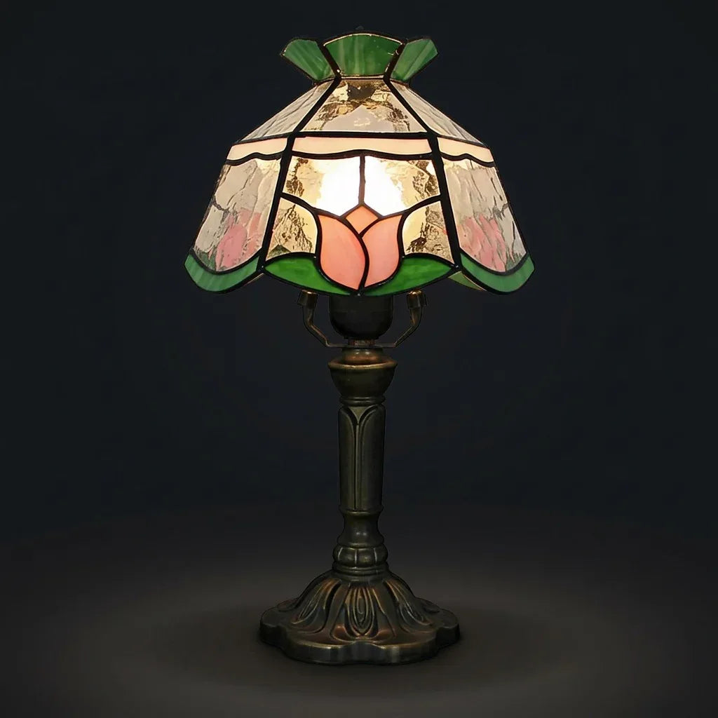 Tiffany Table Lamp - Crown Rose 8"