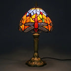 Tiffany Table Lamp - Orange Dragonfly 8"