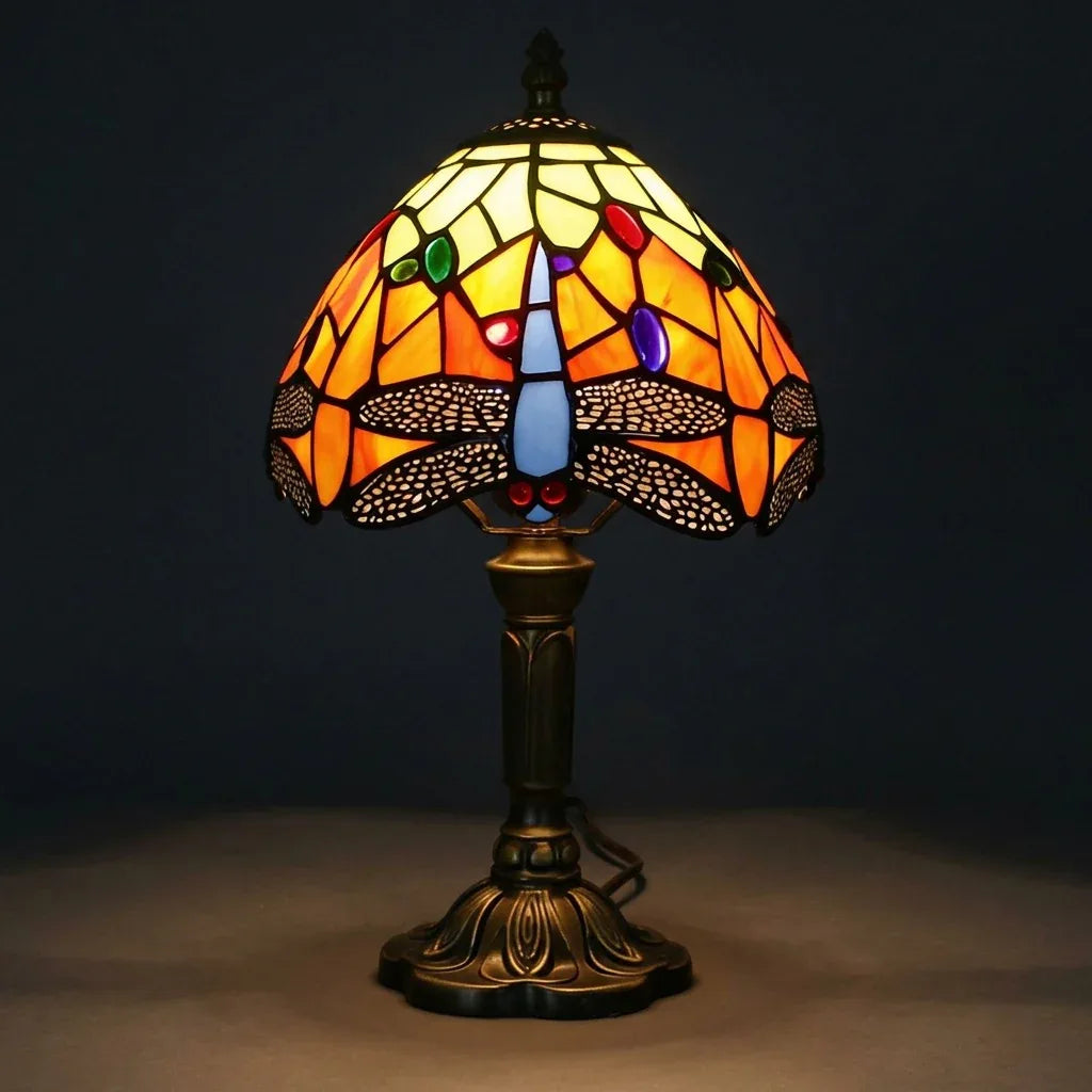 Tiffany Table Lamp - Blue Dragonfly 8"