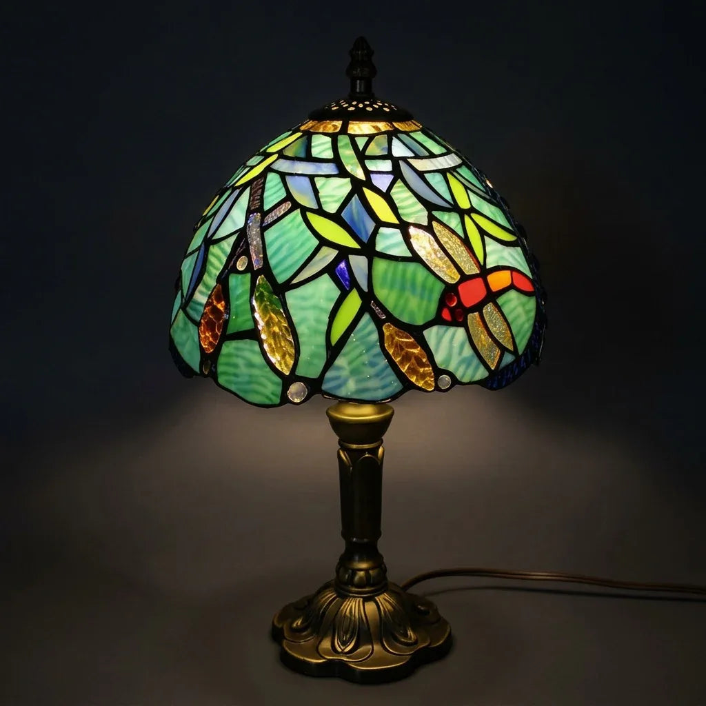 Tiffany Table Lamp - Dragonfly Forest 8"