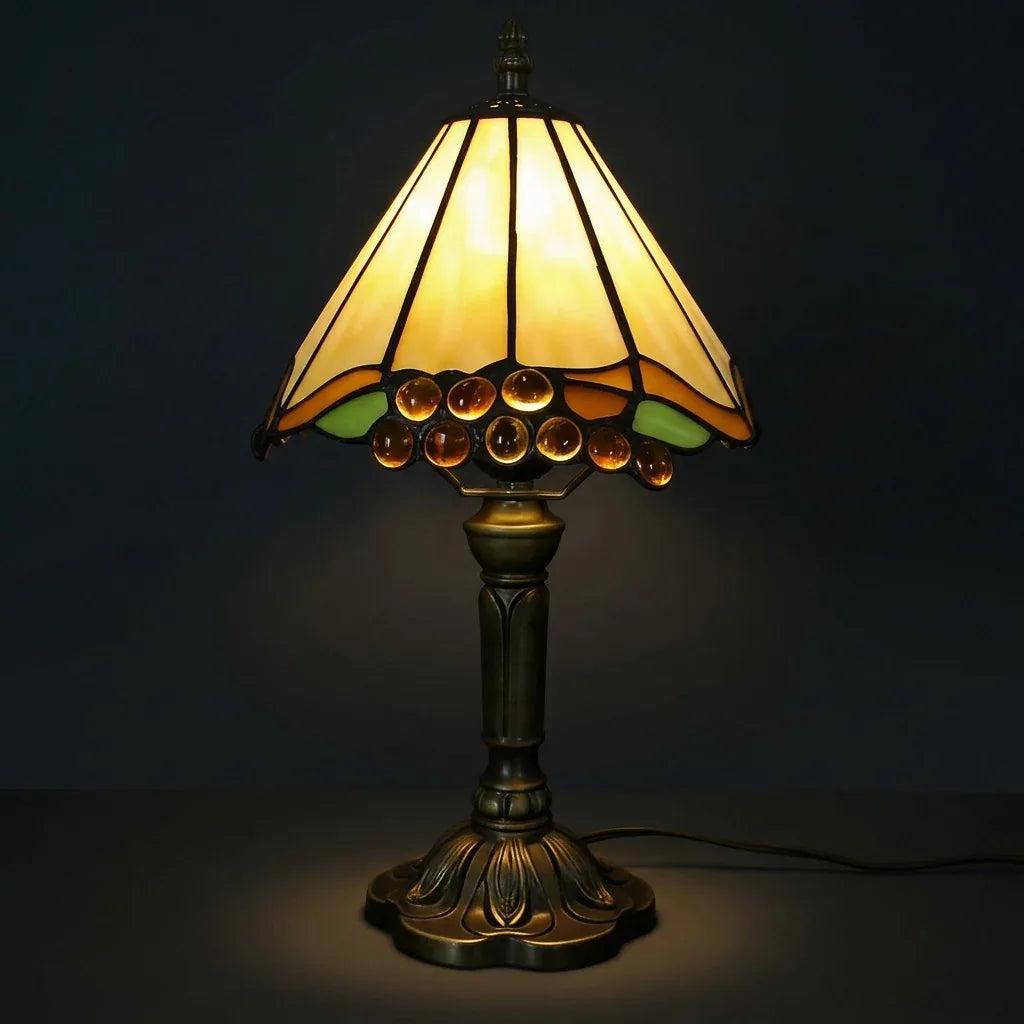 Tiffany Table Lamp - Off-White Beads 8"