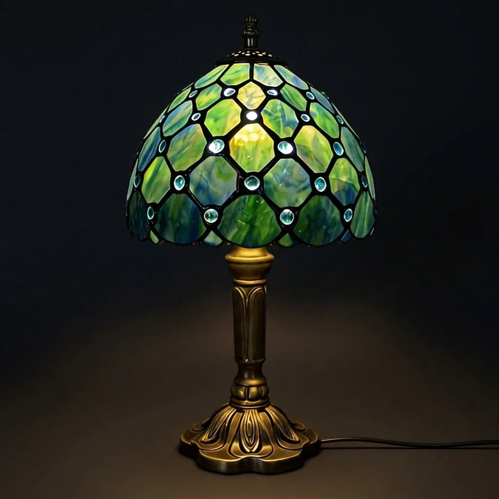 Tiffany Table Lamp - Dark Beads 8"
