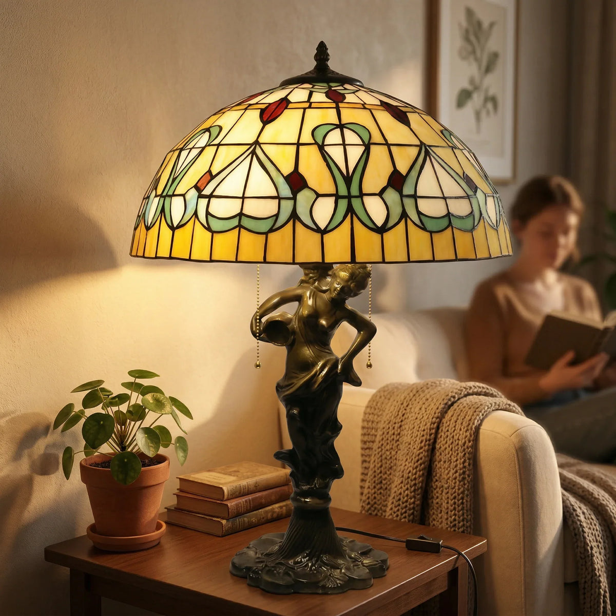 Tiffany Table Lamp - Amber Iris Ribbon 20"