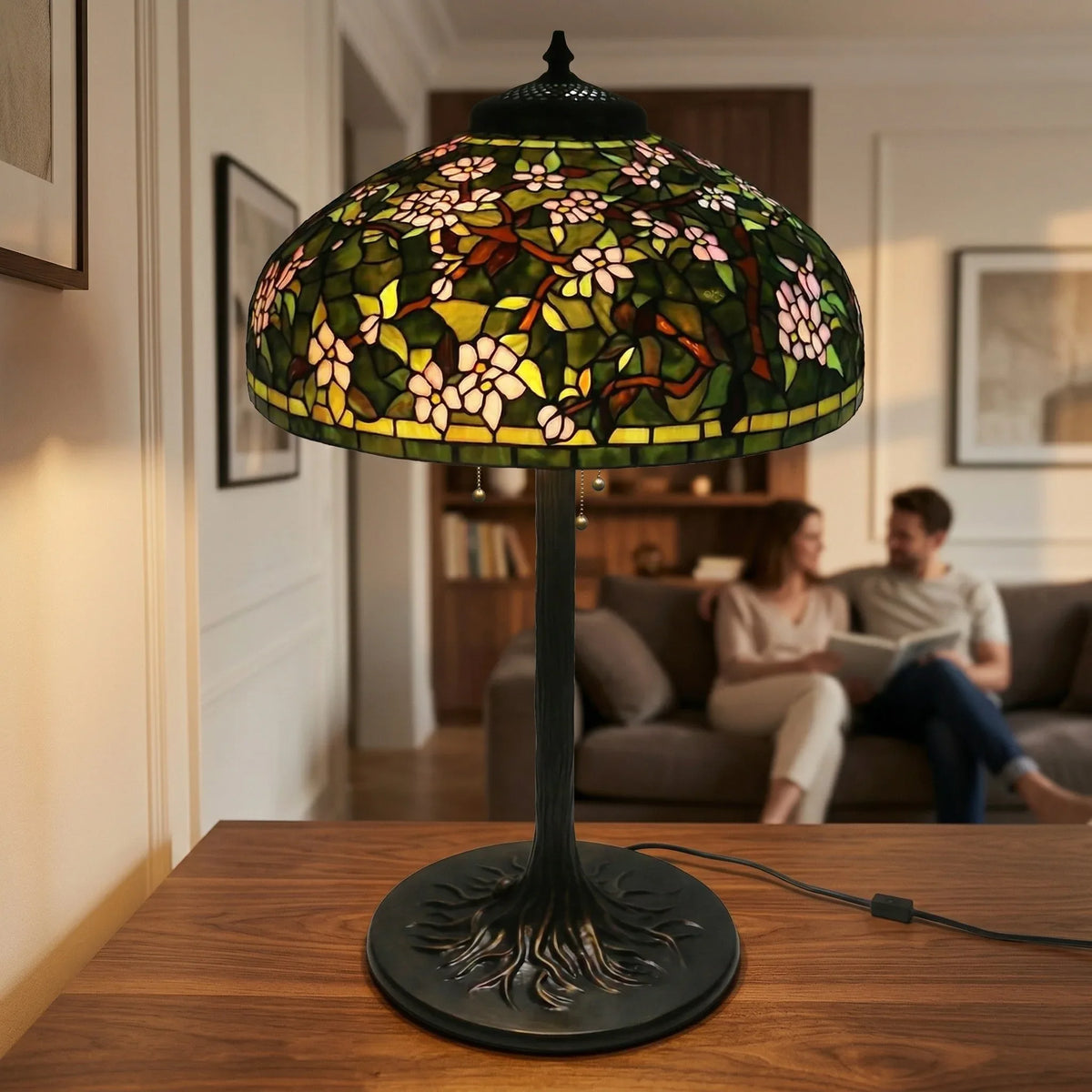 Tiffany Table Lamp - Woodland Blossom Canopy 20"