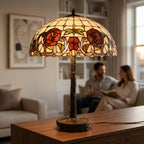 Tiffany Table Lamp - Amber Rose Dragonfly 20"