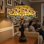 Tiffany Table Lamp - Golden Dragonfly Canopy 20"