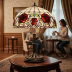 Tiffany Table Lamp - Rose & Dragonfly Trellis 20"
