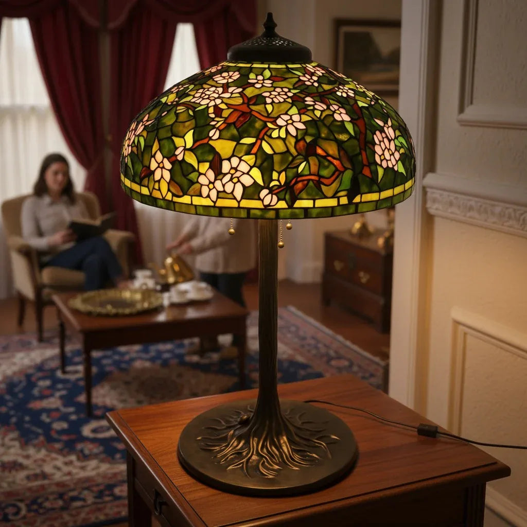 Tiffany Table Lamp - Woodland Blossom Canopy 20"