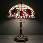 Tiffany Table Lamp - Rose & Dragonfly Trellis 20"