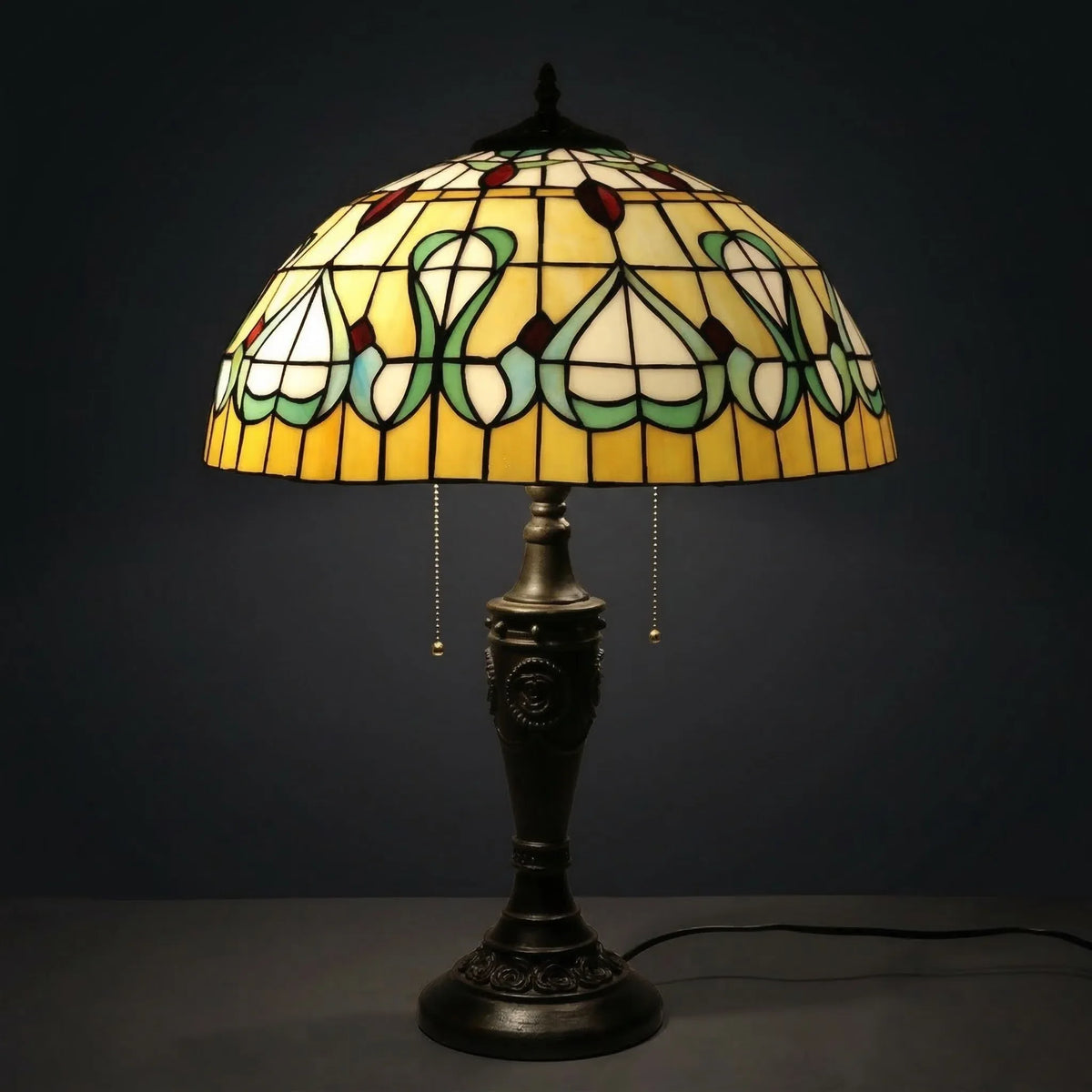 Tiffany Table Lamp - Amber Ribbon Trellis 20"