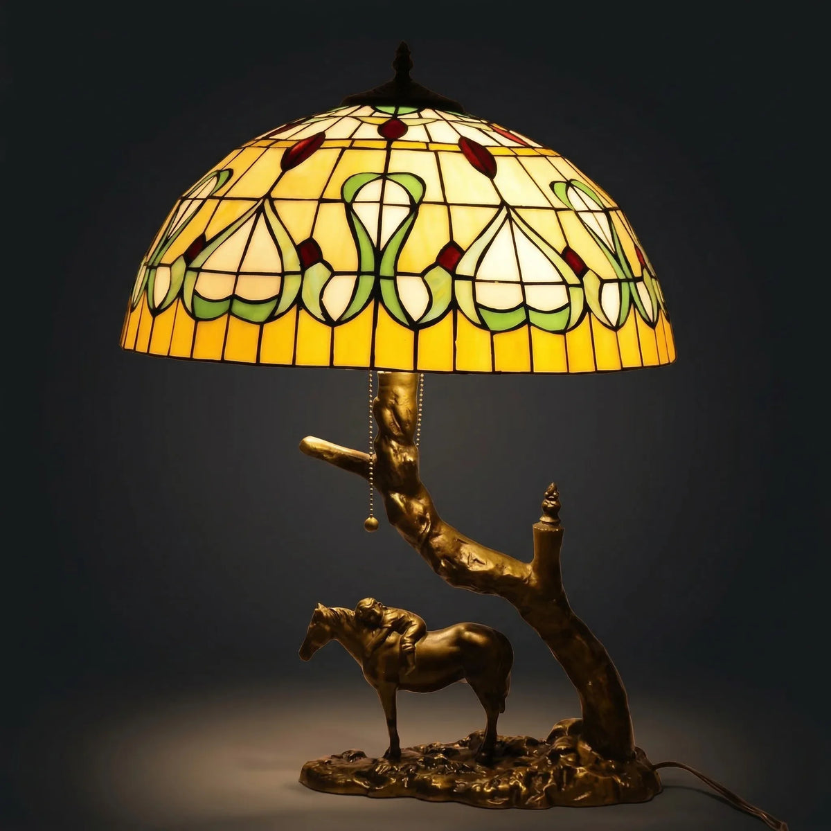 Tiffany Table Lamp - Amber Meadow Rider 20"