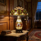 Tiffany Table Lamp - Amber Laurel 16" My Store