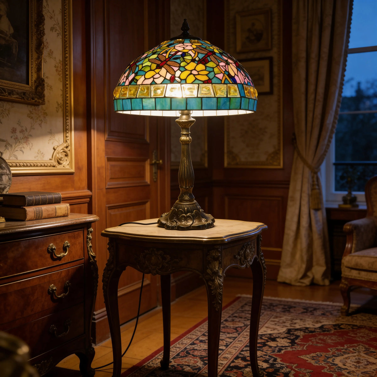 Tiffany Table Lamp - Emerald Dragonfly 18" My Store