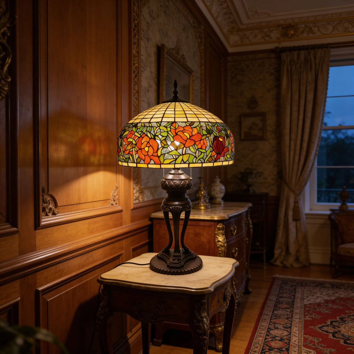 Tiffany Table Lamp - Autumn Rosefire 20" My Store