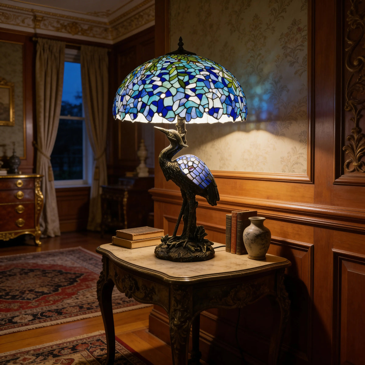 Tiffany Table Lamp - Blue Lagoon Heron 20" My Store