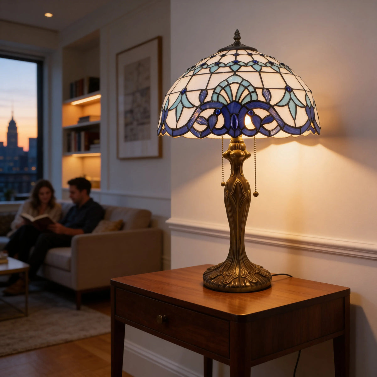 Tiffany Table Lamp - Sapphire Serenade 16" My Store