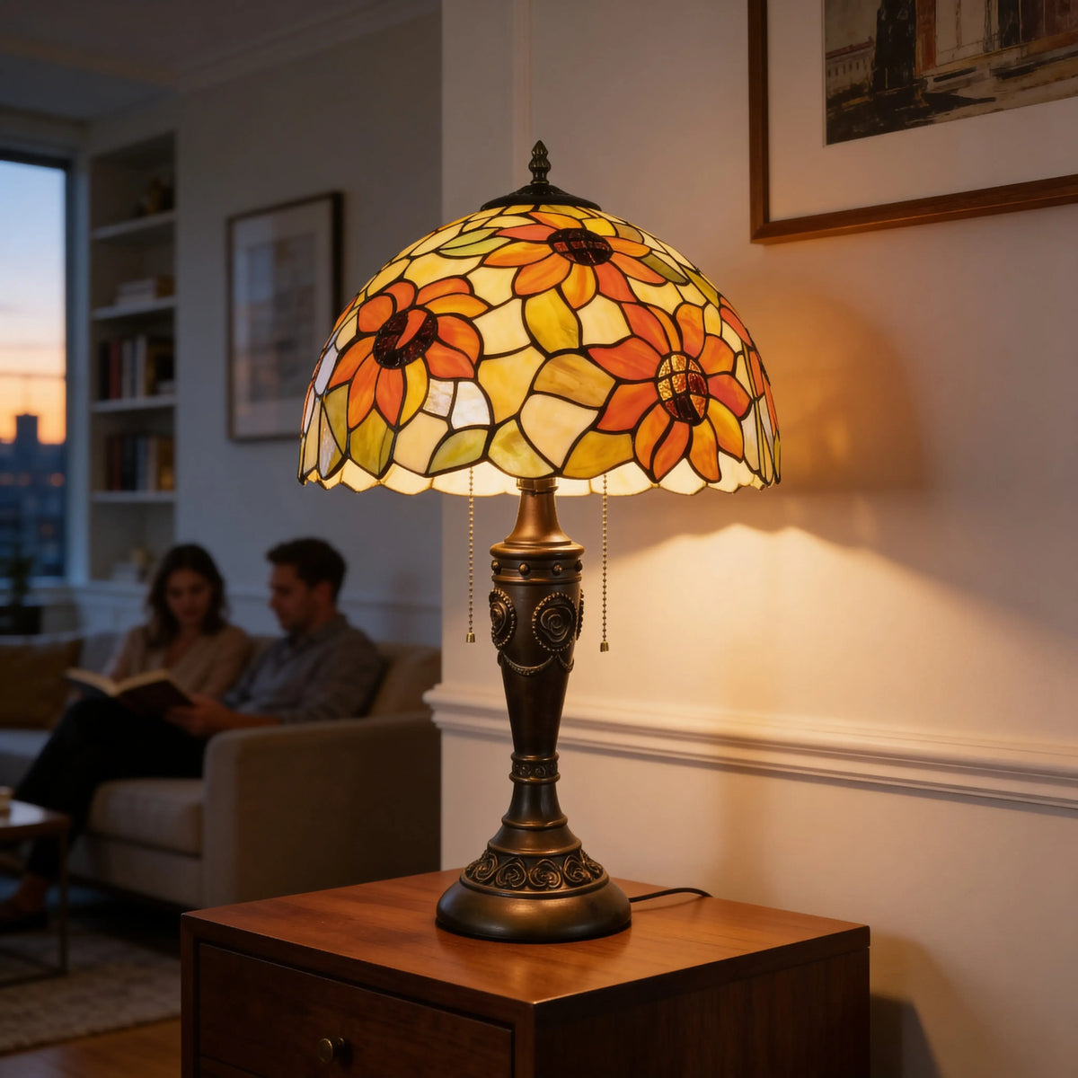 Tiffany Table Lamp - Golden Sunflower 16" My Store