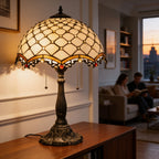 Tiffany Table Lamp - Ivory Pearl Canopy 16" My Store