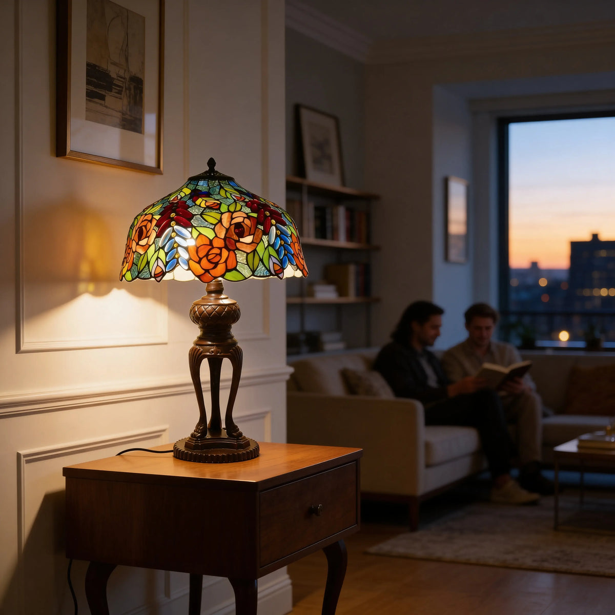 Tiffany Table Lamp - Rosewood Garden 16" My Store