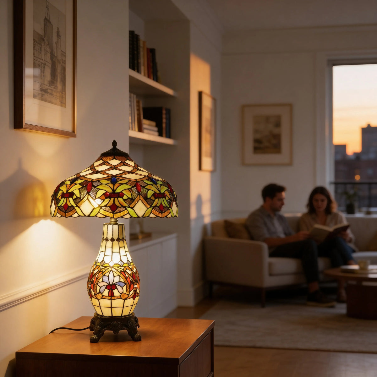 Tiffany Table Lamp - Amber Laurel 16" My Store