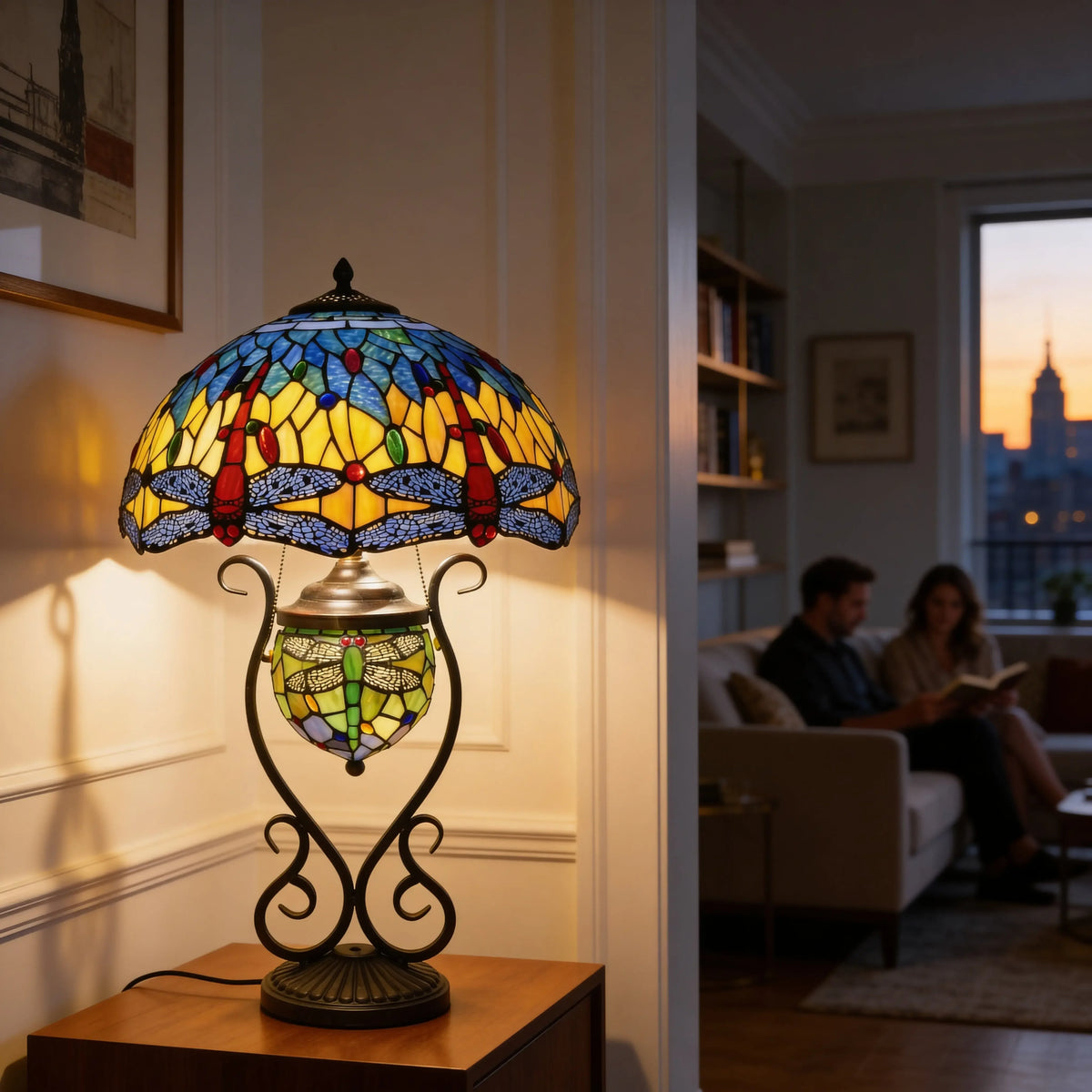 Tiffany Table Lamp - Azure Dragonfly 16" My Store