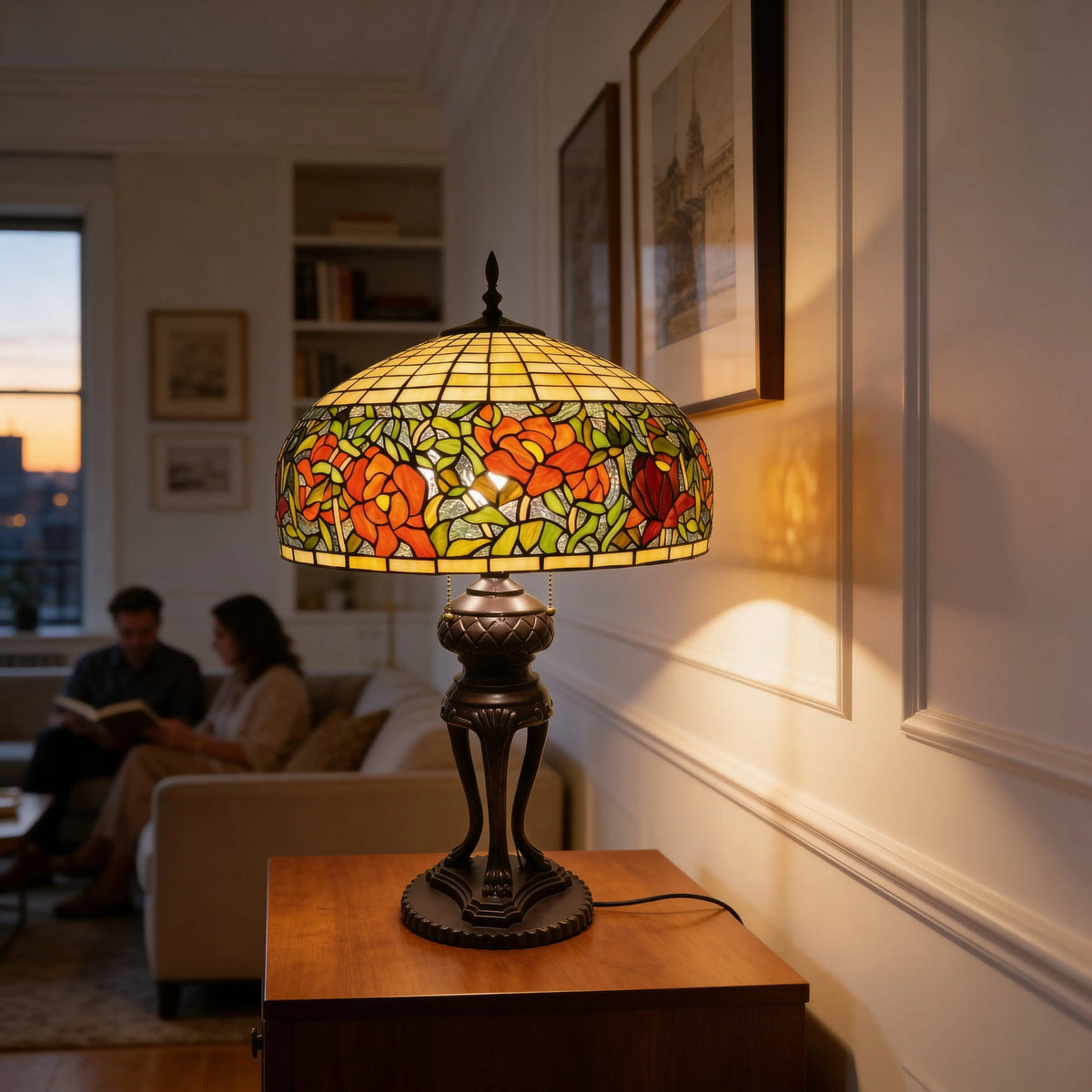 Tiffany Table Lamp - Autumn Rosefire 20" My Store