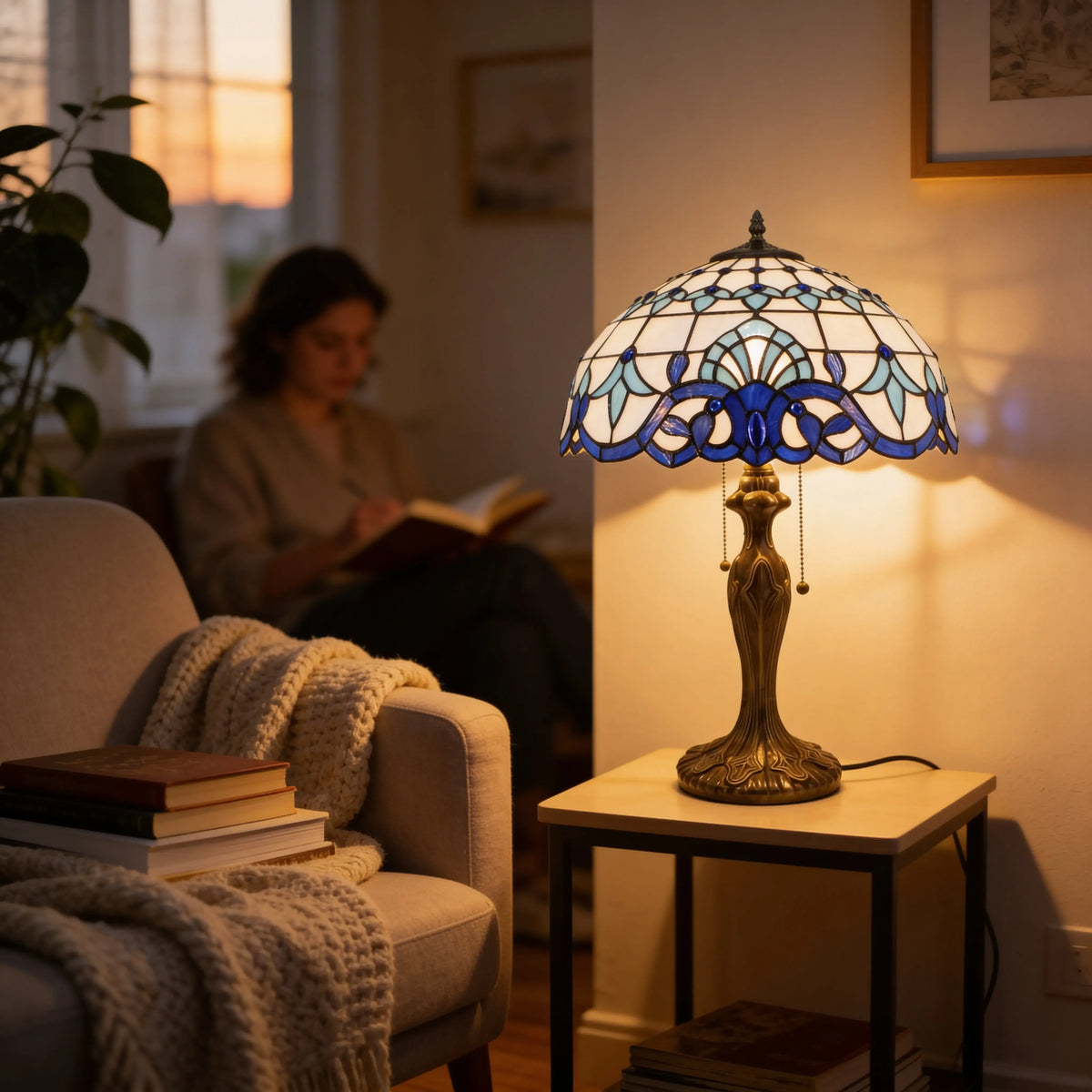 Tiffany Table Lamp - Sapphire Serenade 16" My Store