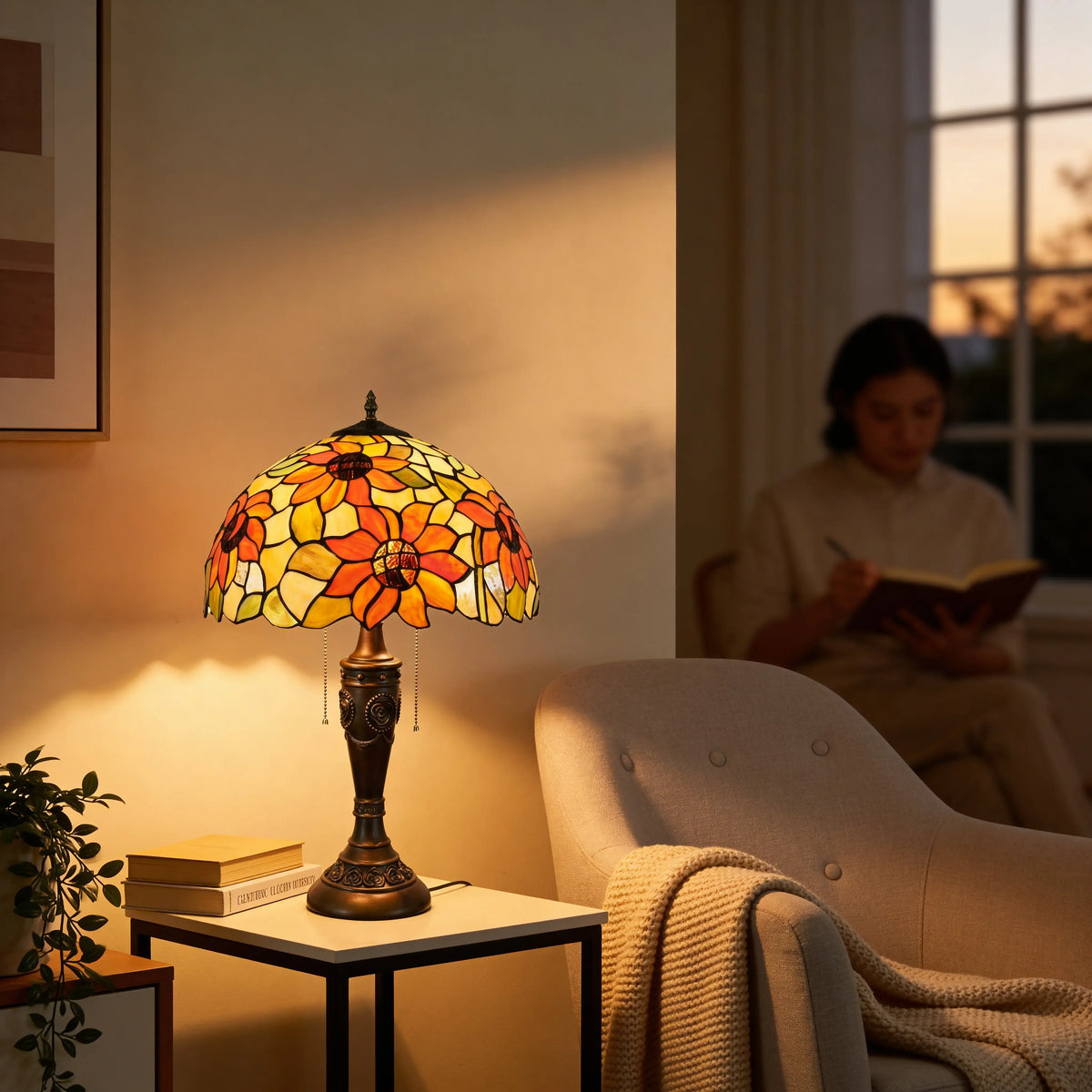 Tiffany Table Lamp - Golden Sunflower 16" My Store