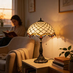 Tiffany Table Lamp - Ivory Pearl Canopy 16" My Store