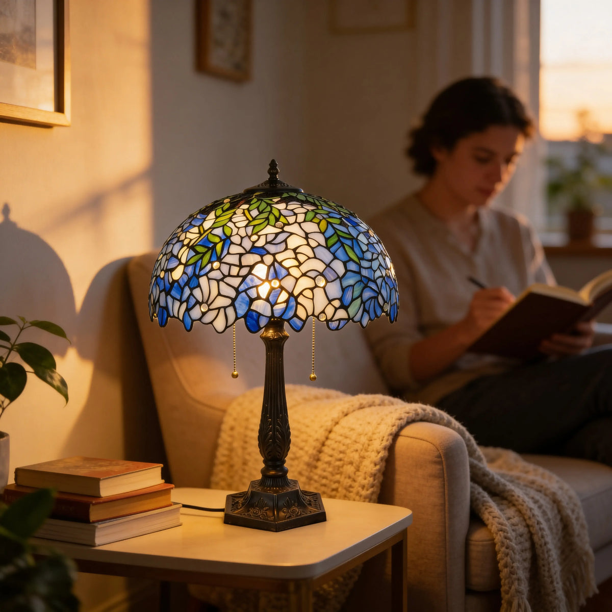 Tiffany Table Lamp - Blue Blossom 16" My Store