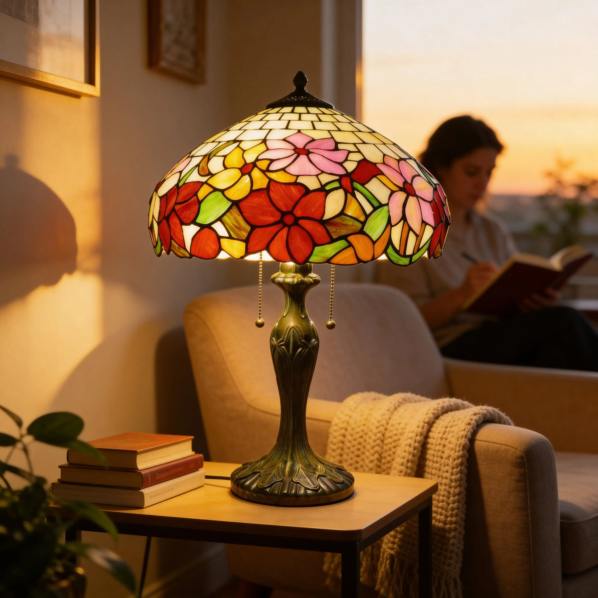 Tiffany Table Lamp - Autumn Bloom 16" My Store
